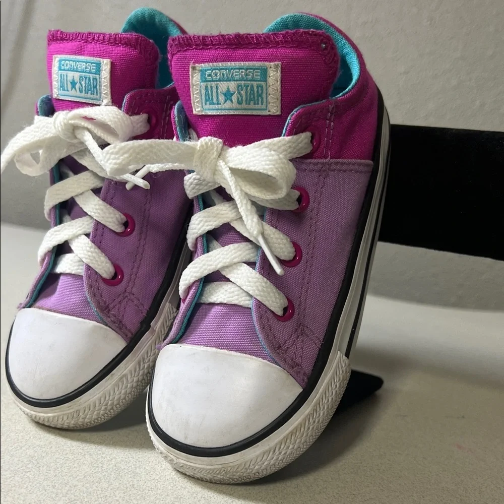Converse Kids Colorblock Purple and Pink Low Top Sneakers